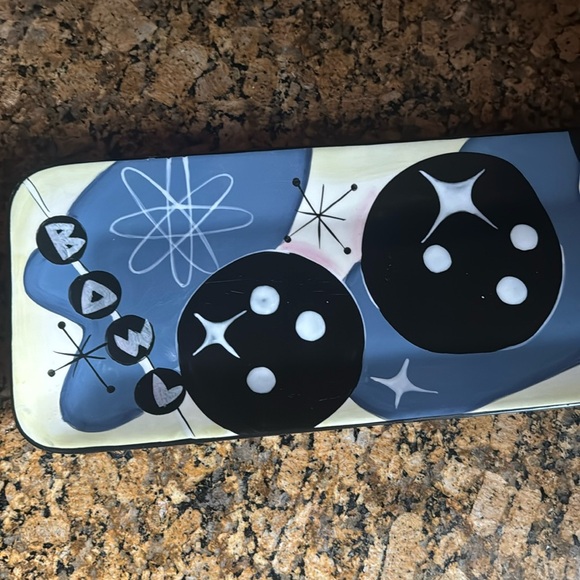 CLAY ART BOWL-O-RAMA HAND PAINTED SERVING TRAY - Picture 3 of 7